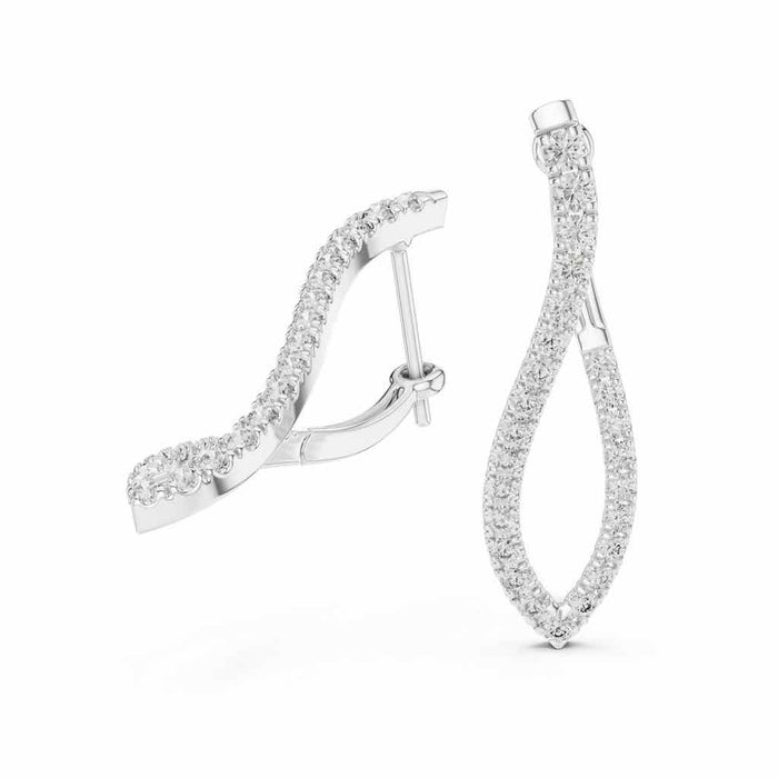 Open-Leaf Pavé Diamond Earrings with Lab-Grown Diamonds