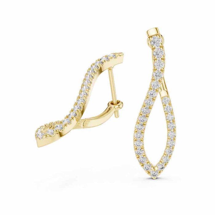 Open-Leaf Pavé Diamond Earrings with lab-grown diamonds – Yameee ER-00027-MAR25