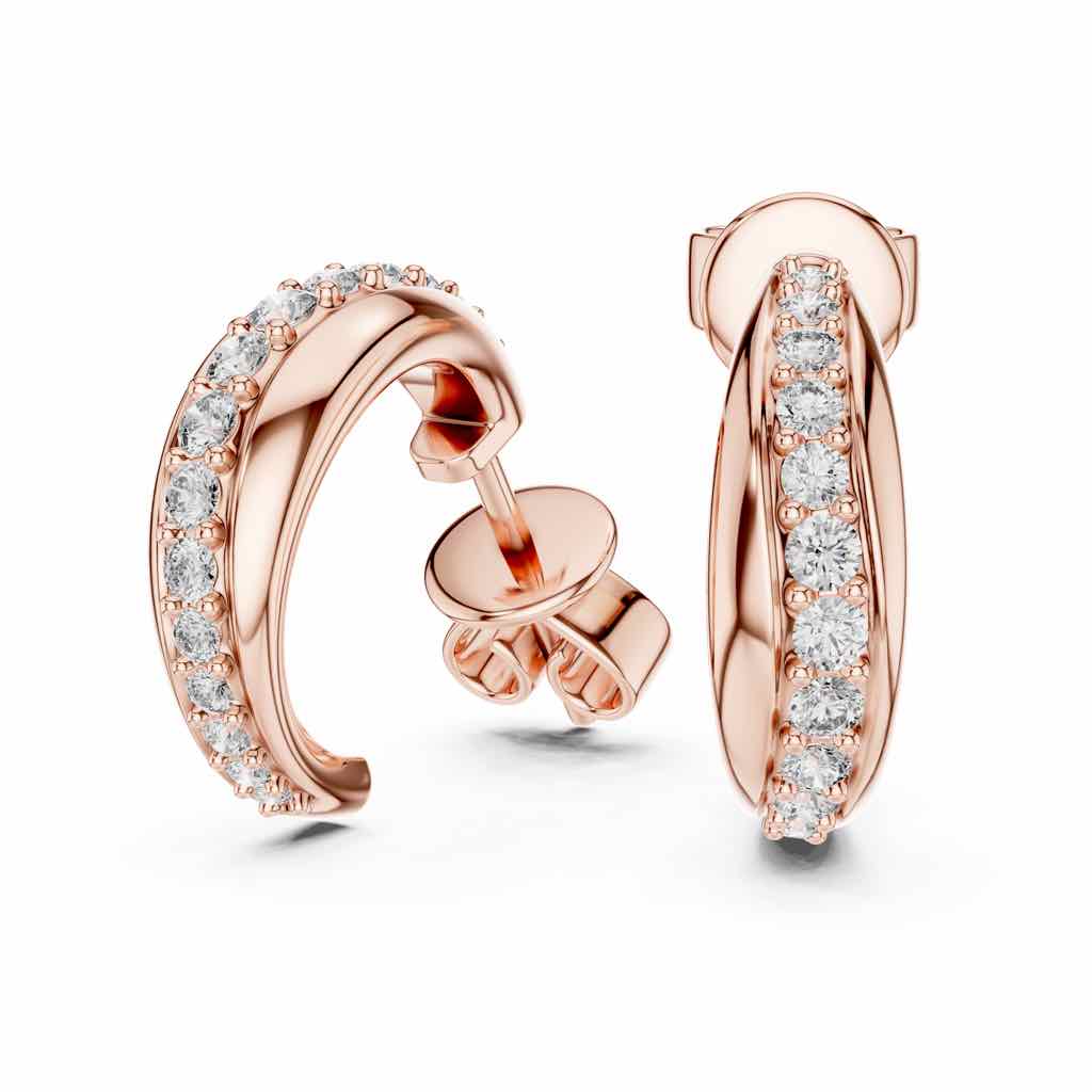 Graduated Diamond Hoop Earrings with Lab-Grown Diamonds