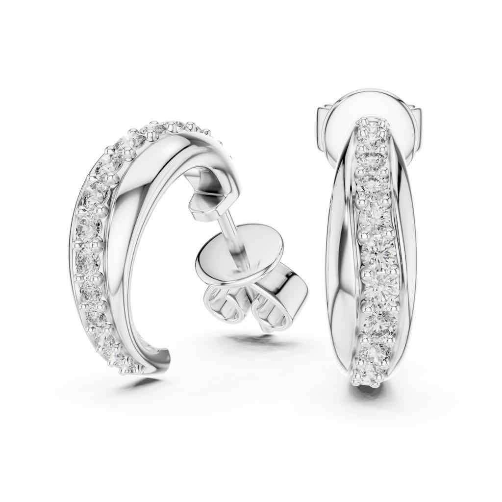 Graduated Diamond Hoop Earrings with Lab-Grown Diamonds