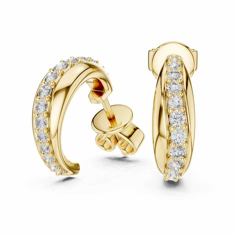 Graduated Diamond Hoop Earrings with Lab-Grown Diamonds