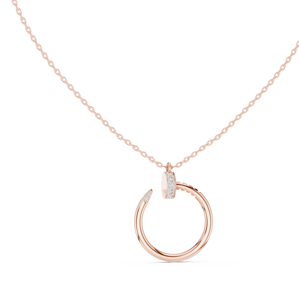 Two-Tone Curved Diamond Pendant with Lab-Grown Diamonds - Rose Gold