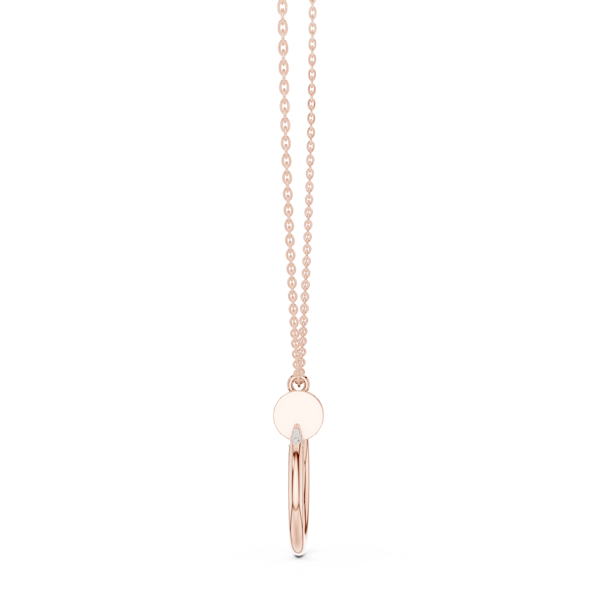 Two-Tone Curved Diamond Pendant with Lab-Grown Diamonds - Rose Gold - view 3