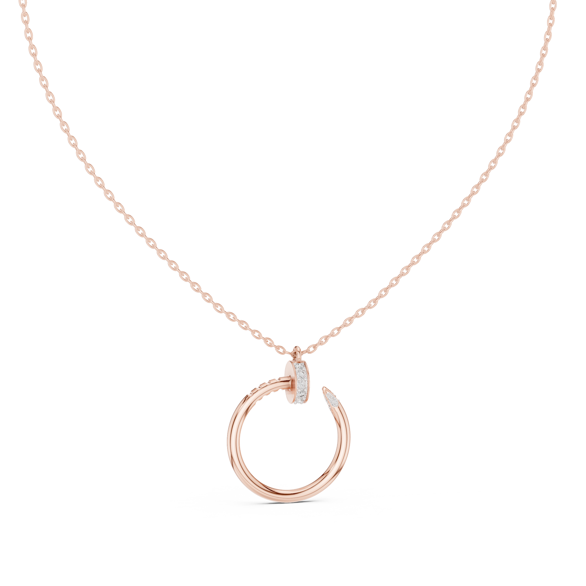 Two-Tone Curved Diamond Pendant with Lab-Grown Diamonds - Rose Gold - view 4