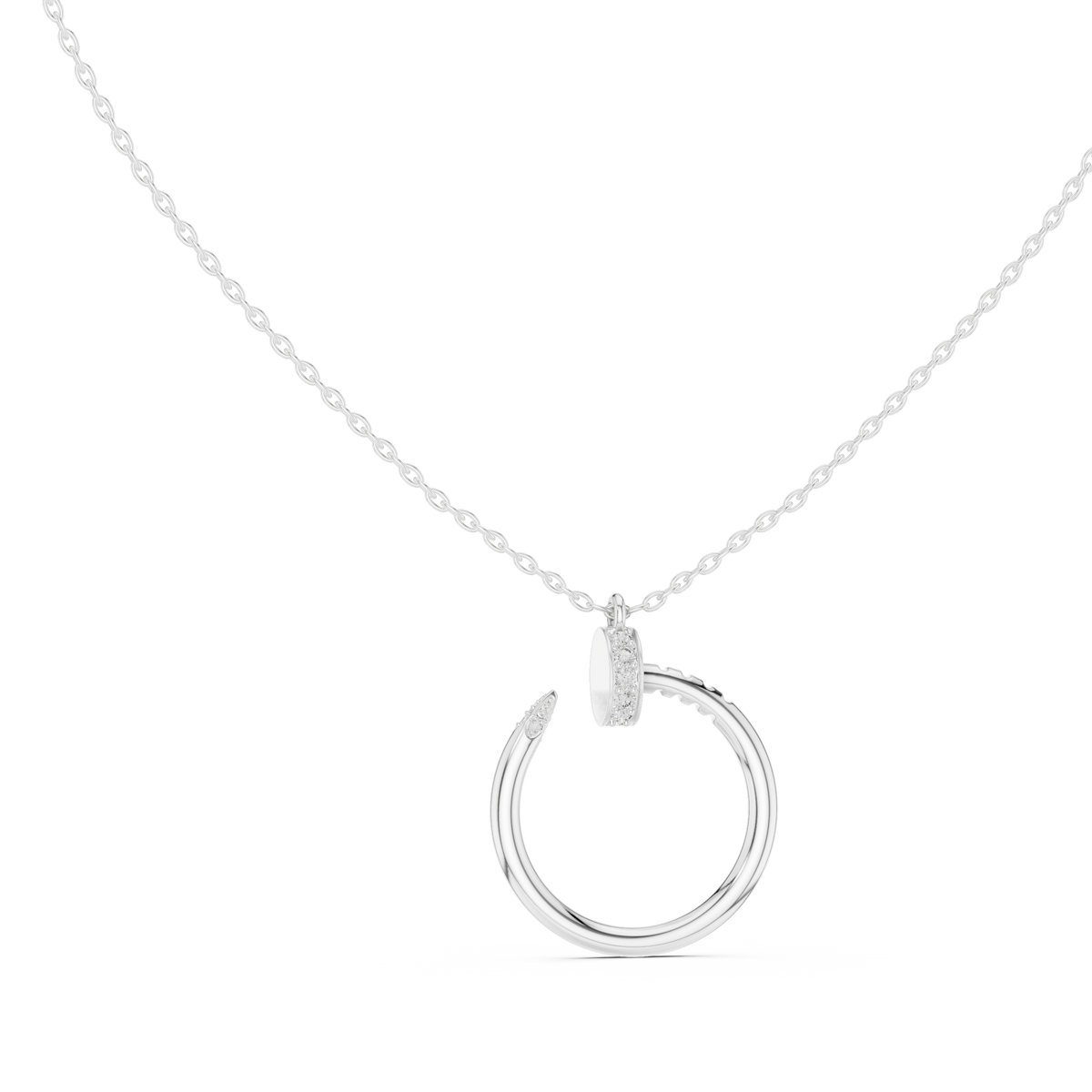 Two-Tone Curved Diamond Pendant with Lab-Grown Diamonds - White Gold