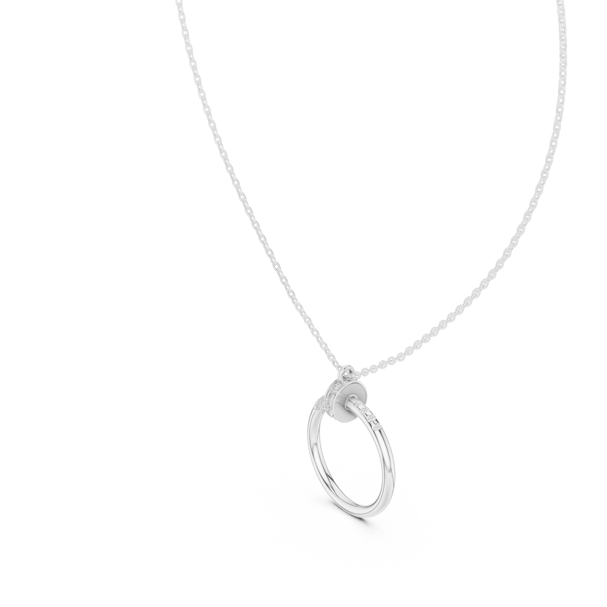 Two-Tone Curved Diamond Pendant with Lab-Grown Diamonds - White Gold - view 2