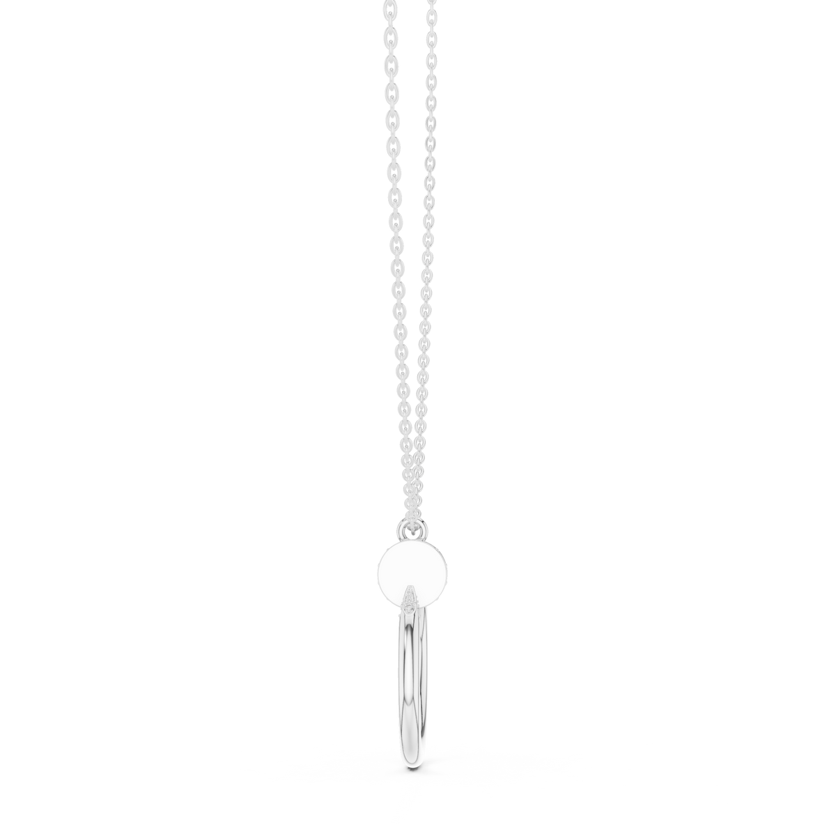Two-Tone Curved Diamond Pendant with Lab-Grown Diamonds - White Gold - view 3