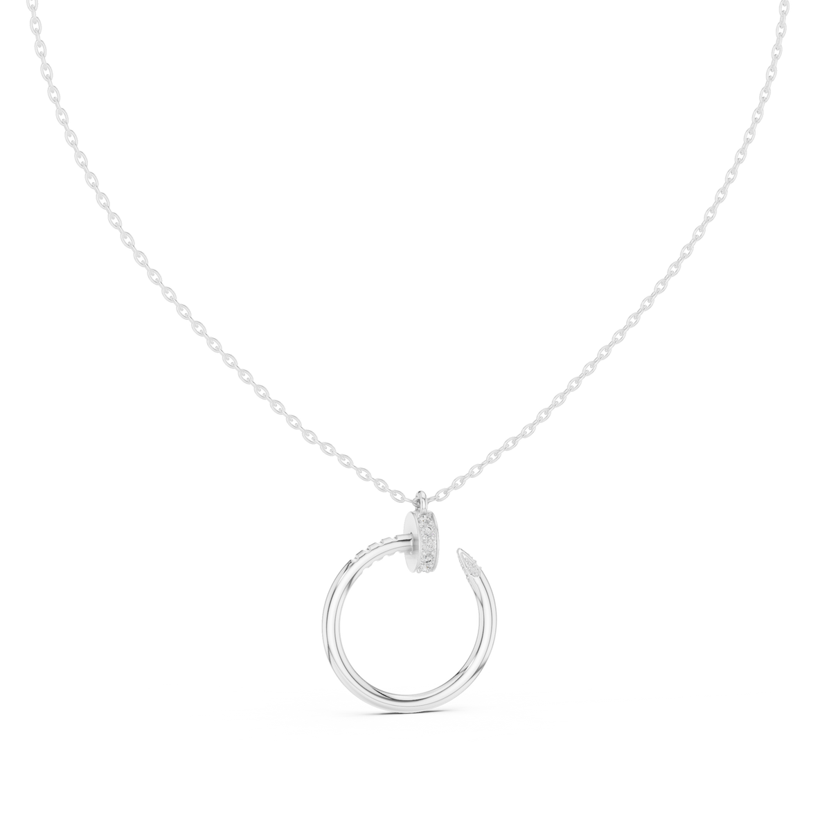 Two-Tone Curved Diamond Pendant with Lab-Grown Diamonds - White Gold - view 4