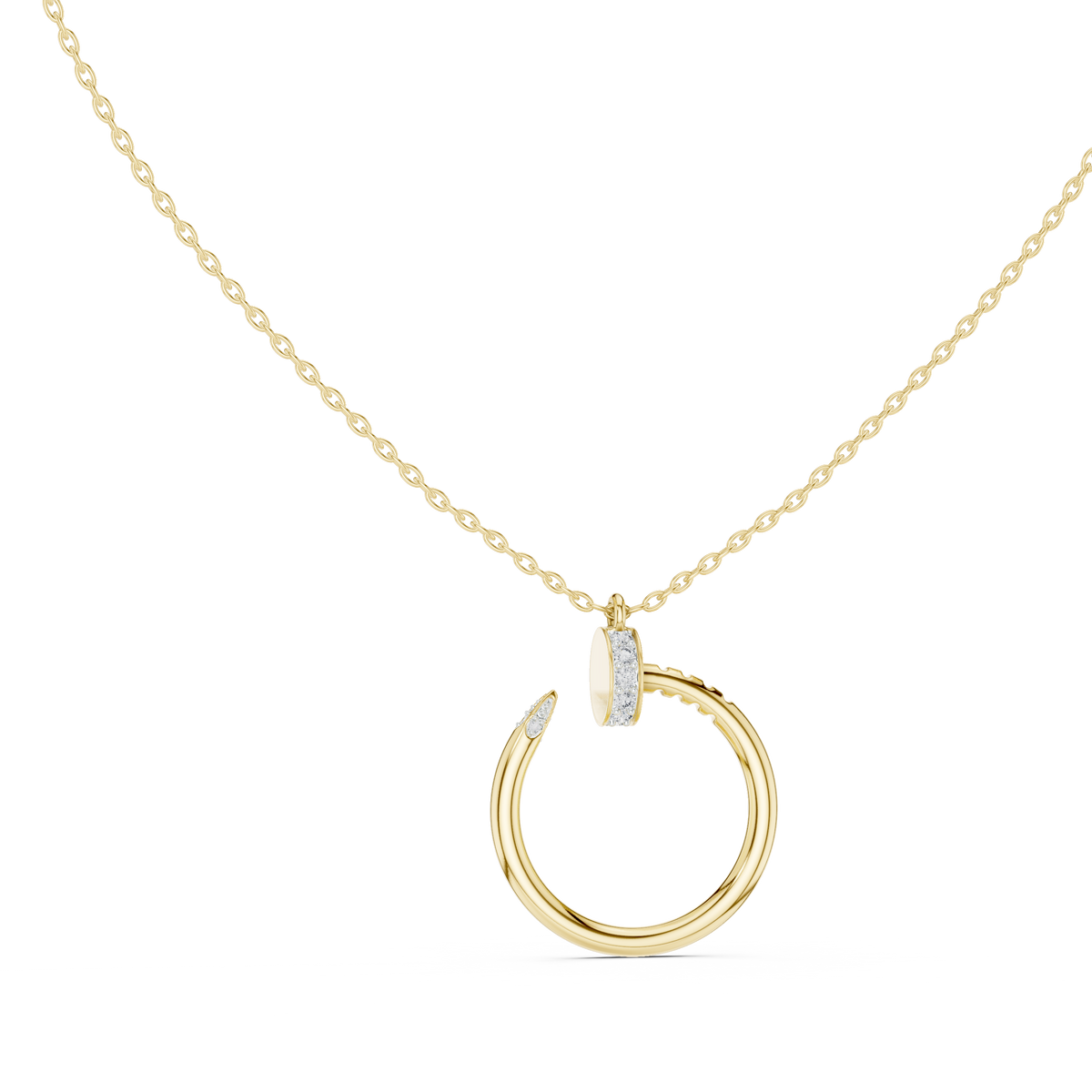 Two-Tone Curved Diamond Pendant with Lab-Grown Diamonds - Yellow Gold
