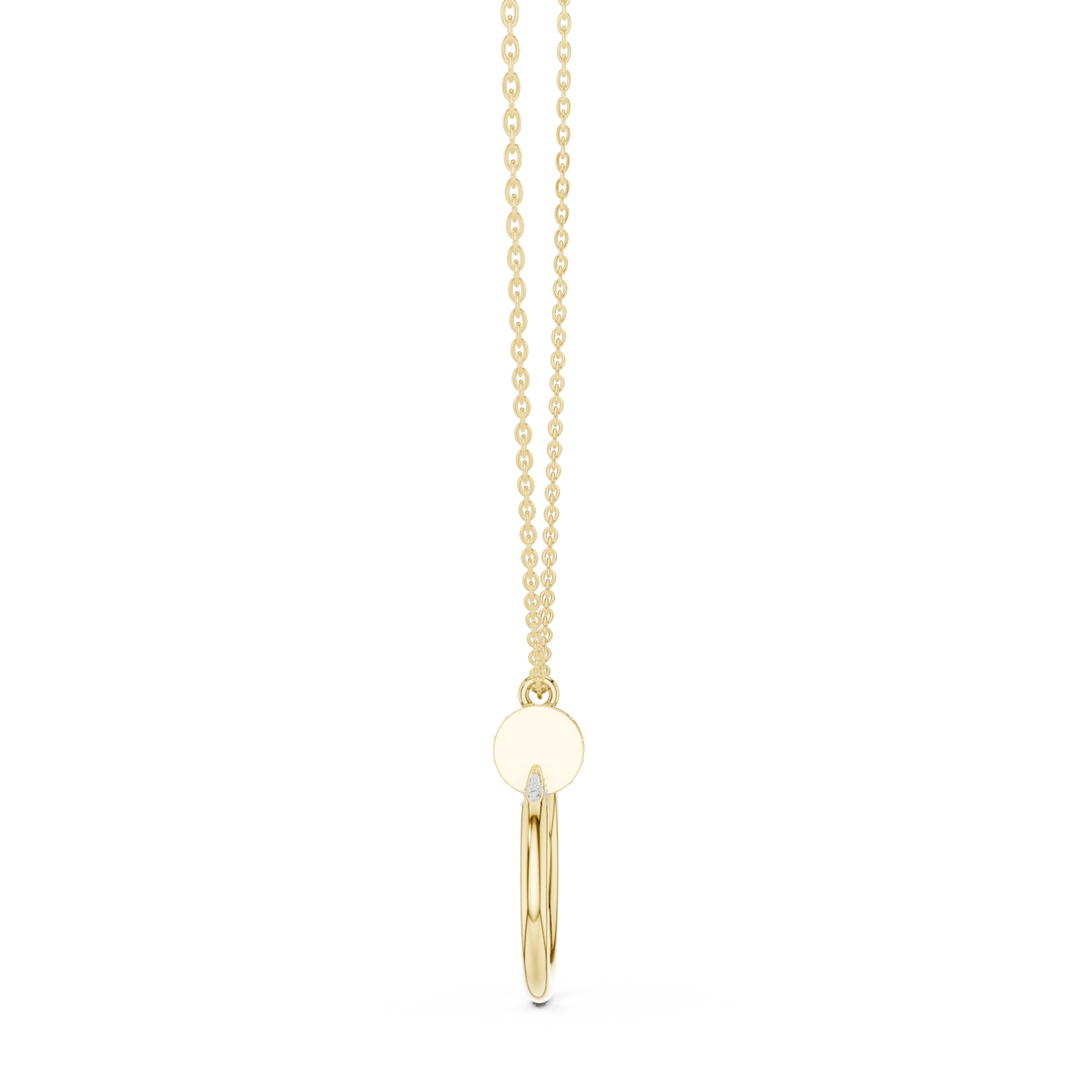 Two-Tone Curved Diamond Pendant with Lab-Grown Diamonds - Yellow Gold - view 3