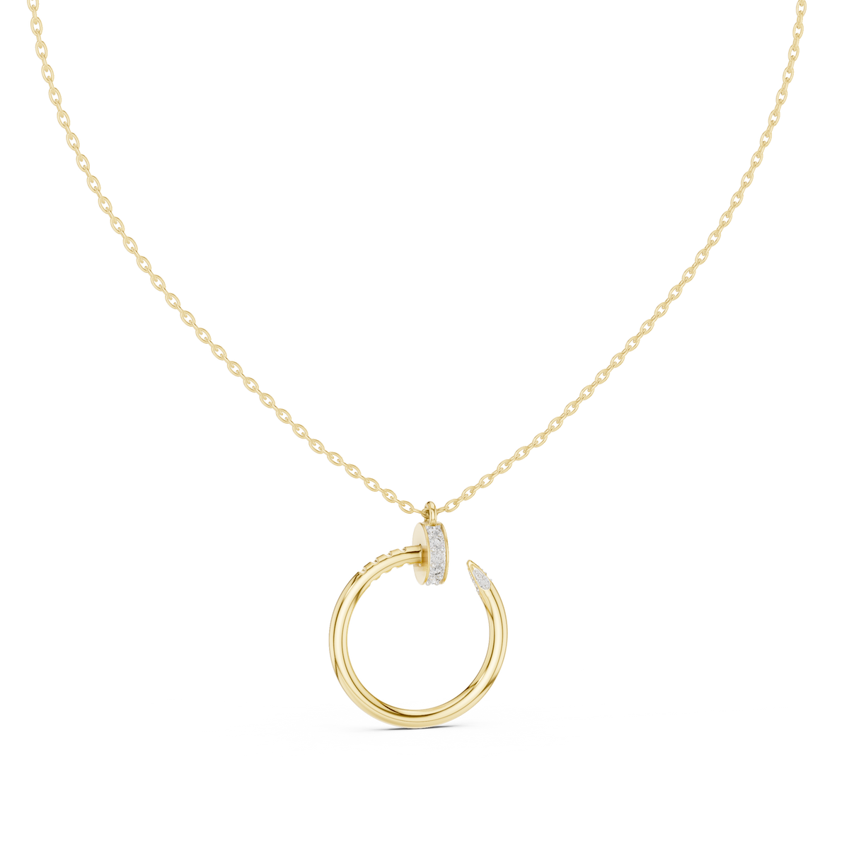 Two-Tone Curved Diamond Pendant with Lab-Grown Diamonds - Yellow Gold - view 4
