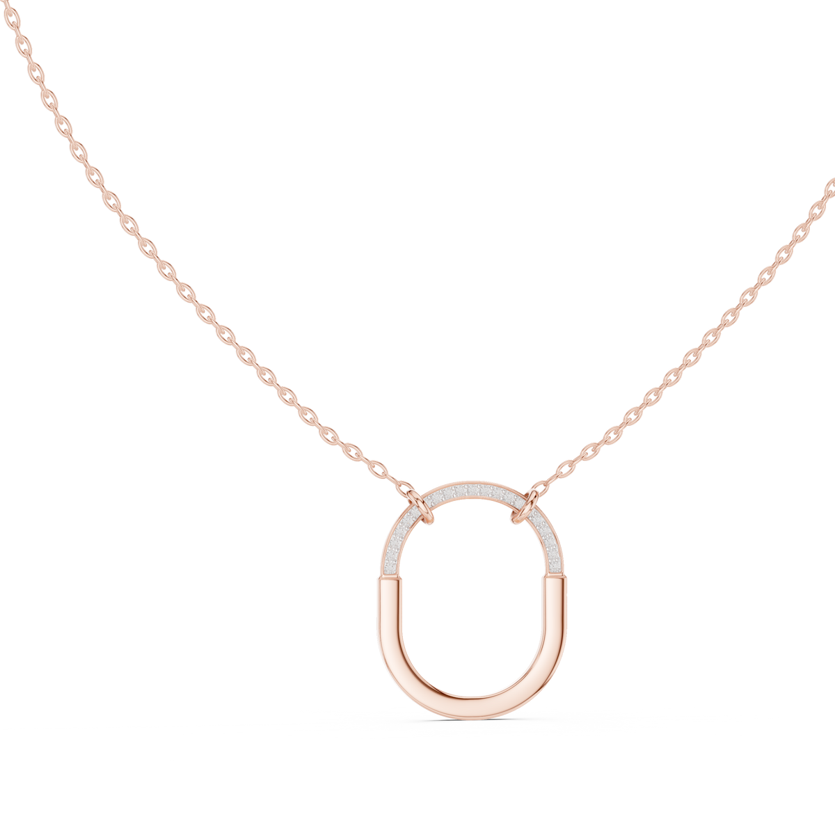 Minimal Open-Circle Diamond Pendant with Lab-Grown Diamonds - Rose Gold
