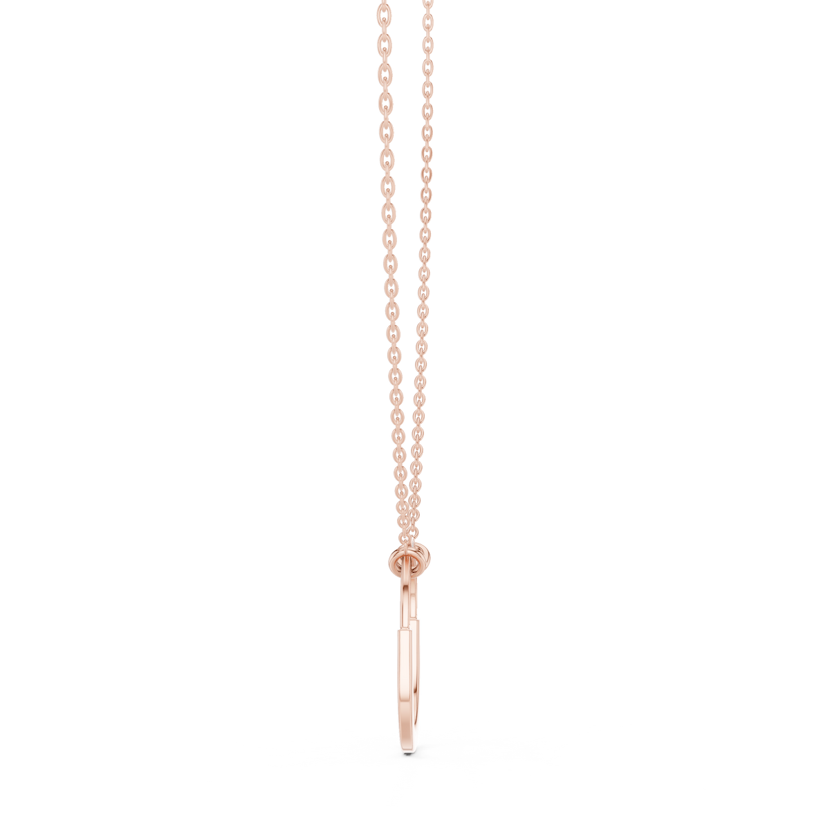 Minimal Open-Circle Diamond Pendant with Lab-Grown Diamonds - Rose Gold - view 3