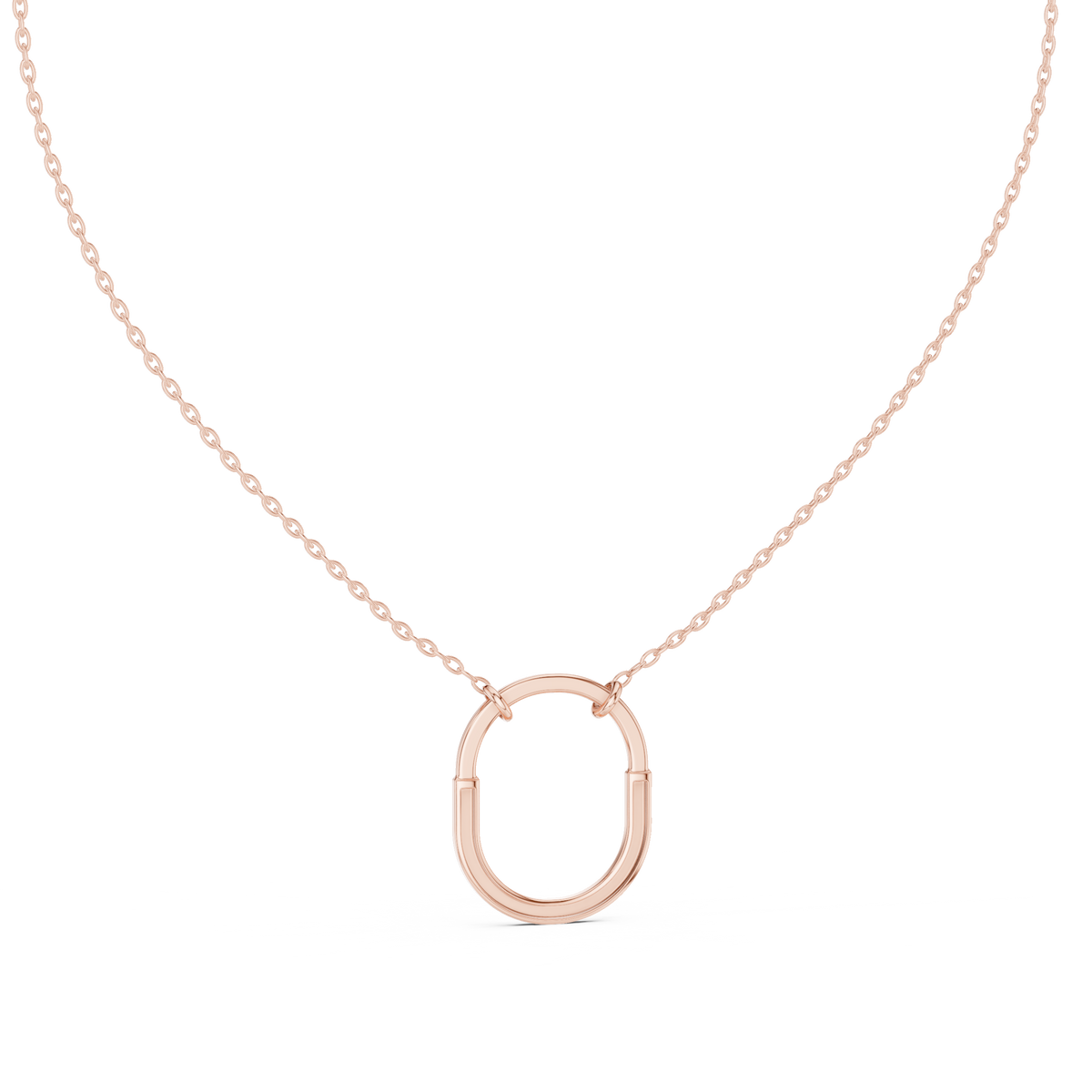 Minimal Open-Circle Diamond Pendant with Lab-Grown Diamonds - Rose Gold - view 4