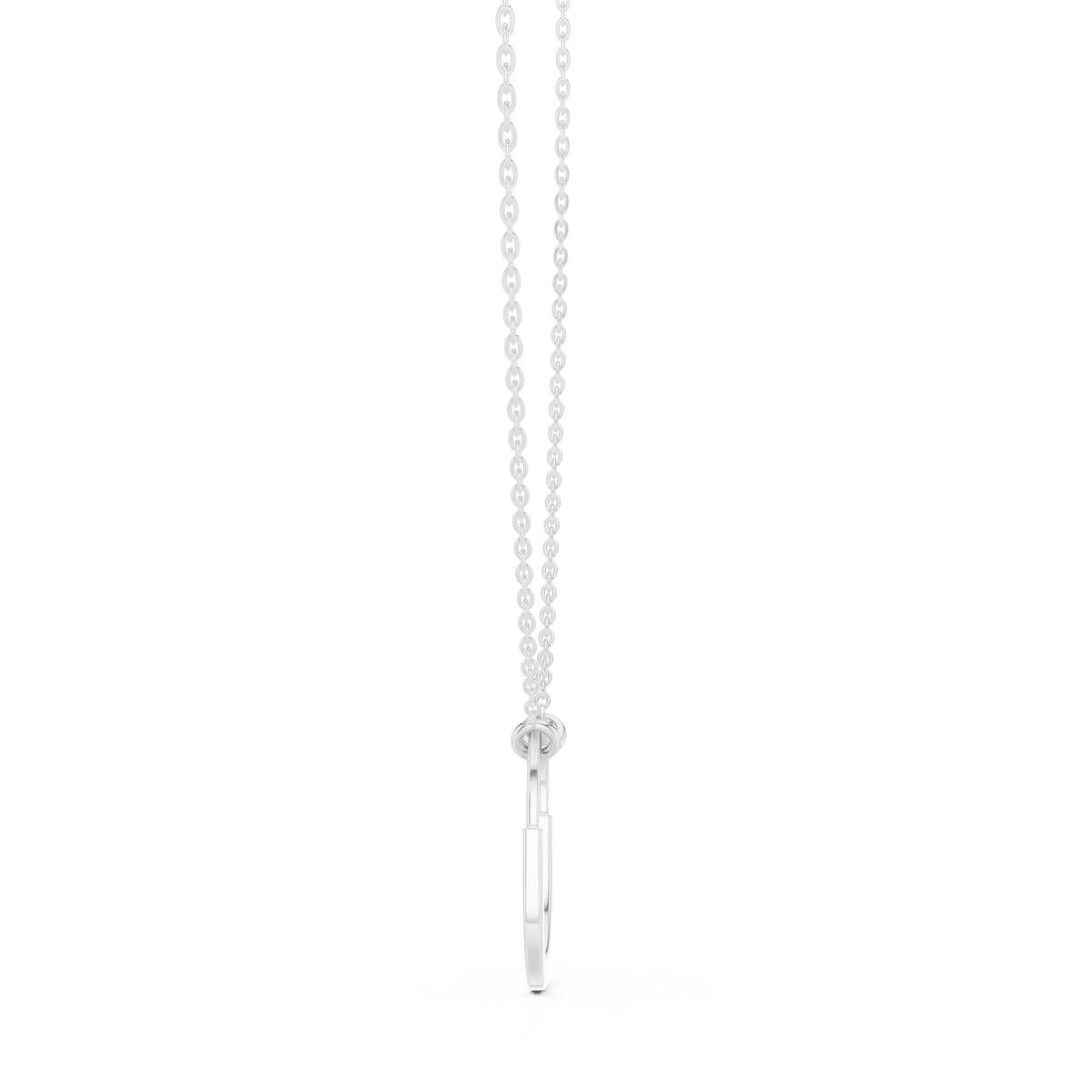Minimal Open-Circle Diamond Pendant with Lab-Grown Diamonds - White Gold - view 3