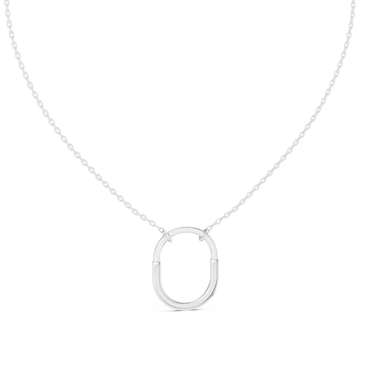 Minimal Open-Circle Diamond Pendant with Lab-Grown Diamonds - White Gold - view 4