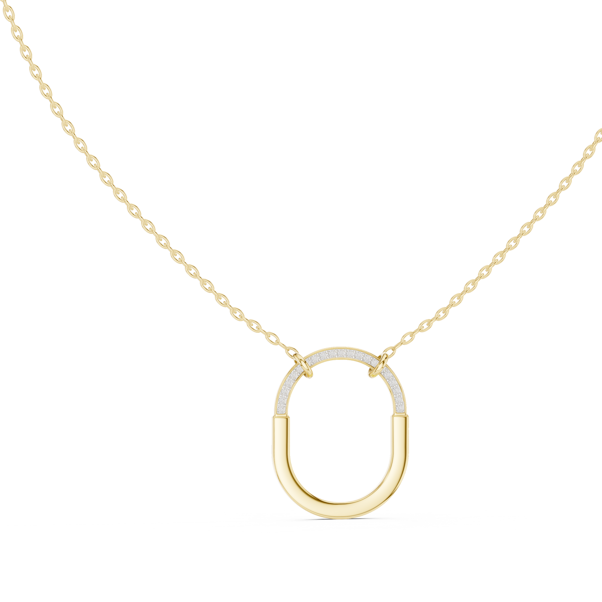 Minimal Open-Circle Diamond Pendant with Lab-Grown Diamonds - Yellow Gold