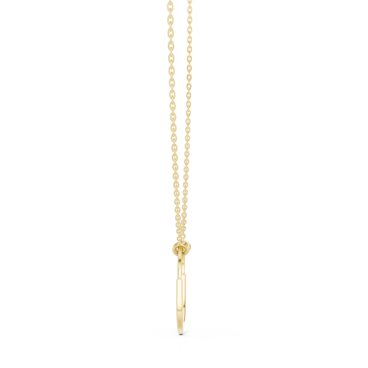 Minimal Open-Circle Diamond Pendant with Lab-Grown Diamonds - Yellow Gold - view 3