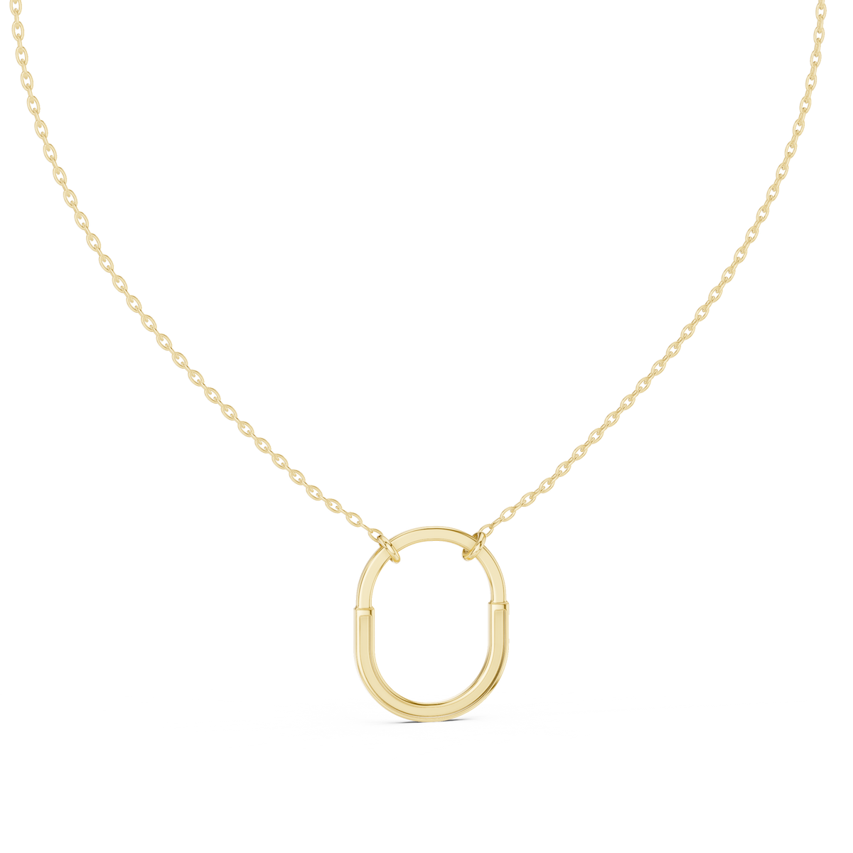 Minimal Open-Circle Diamond Pendant with Lab-Grown Diamonds - Yellow Gold - view 4