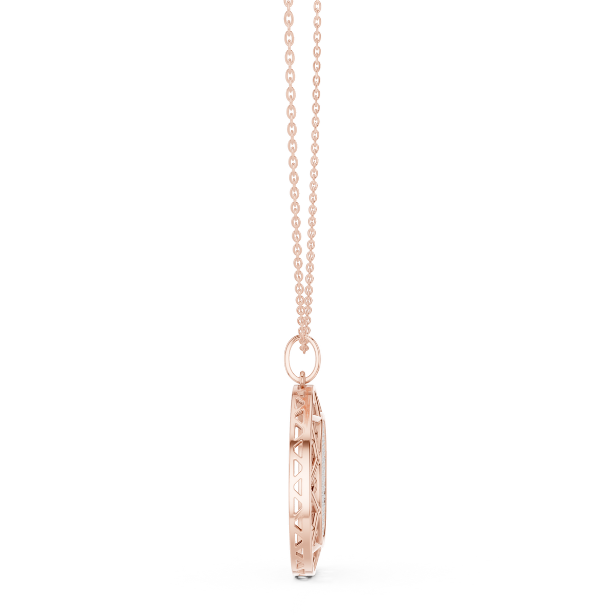 Round Halo Pavé Diamond Pendant with Lab-Grown Diamonds - Rose Gold - view 3