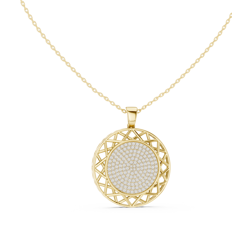 Round Halo Pavé Diamond Pendant with Lab-Grown Diamonds