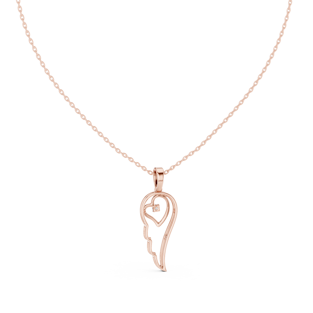 Leaf Solitaire Diamond Pendant with Lab-Grown Diamonds - Rose Gold - view 4