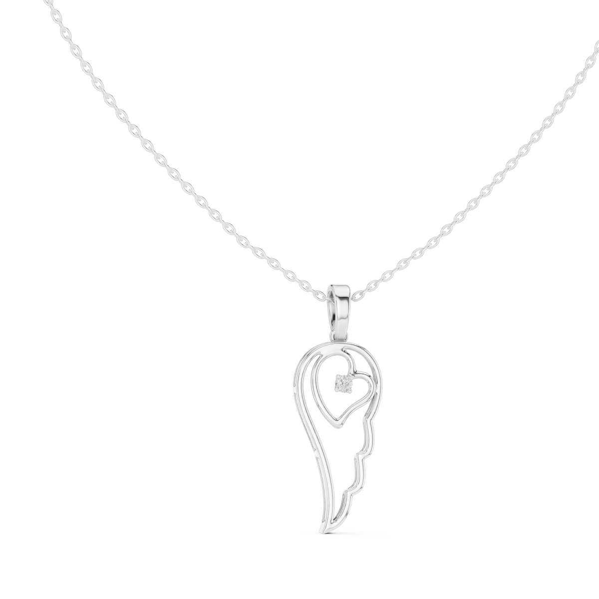 Leaf Solitaire Diamond Pendant with Lab-Grown Diamonds - White Gold
