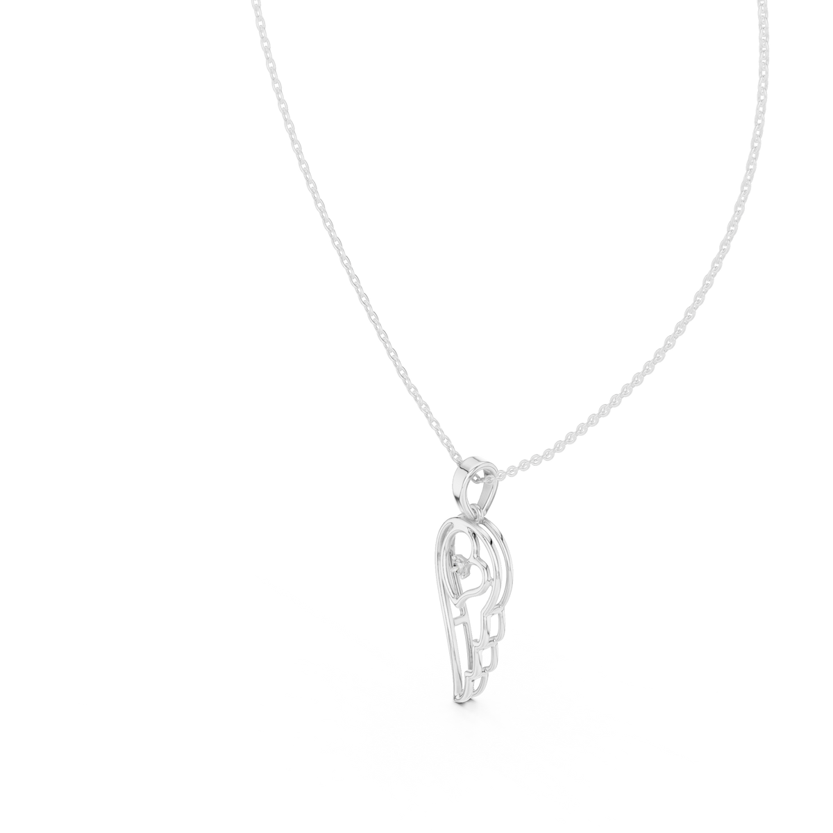 Leaf Solitaire Diamond Pendant with Lab-Grown Diamonds - White Gold - view 2