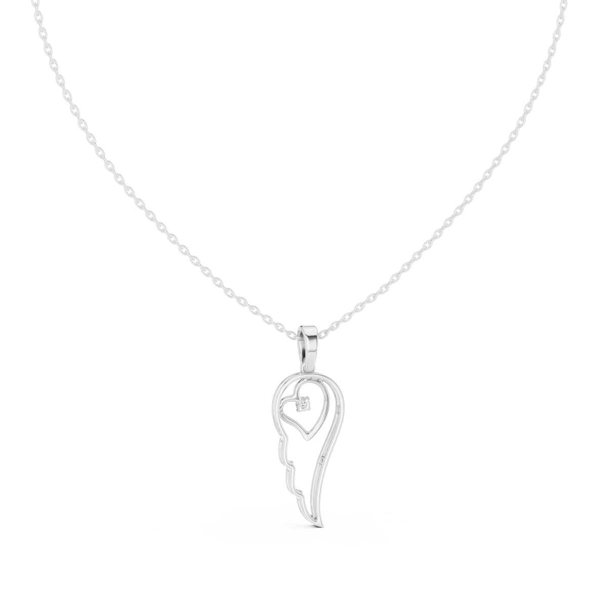 Leaf Solitaire Diamond Pendant with Lab-Grown Diamonds - White Gold - view 4