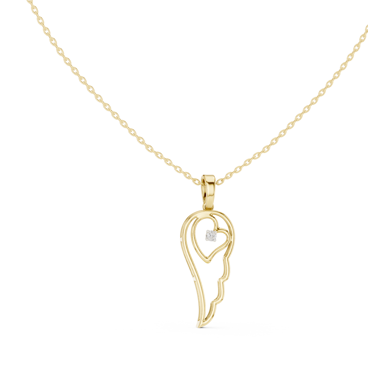 Leaf Solitaire Diamond Pendant with Lab-Grown Diamonds - Yellow Gold