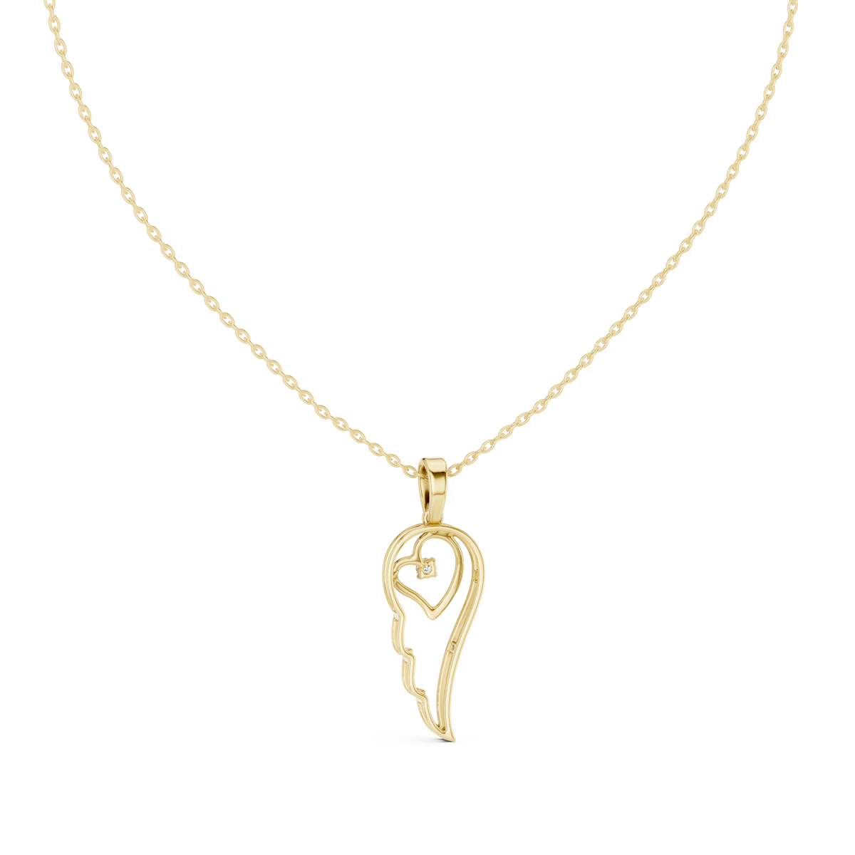 Leaf Solitaire Diamond Pendant with Lab-Grown Diamonds - Yellow Gold - view 4