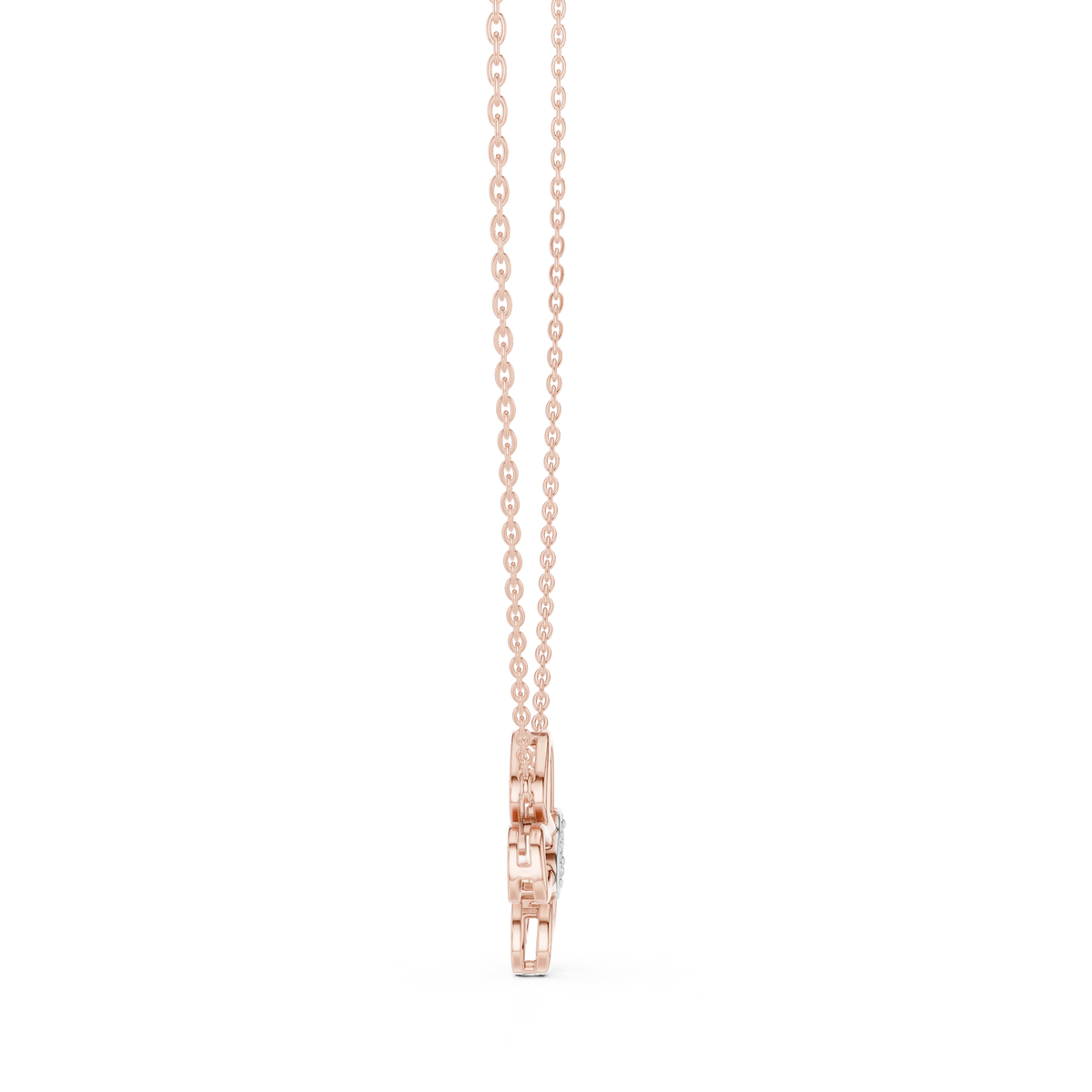Open Floral Twin-Diamond Pendant with Lab-Grown Diamonds - Rose Gold - view 3
