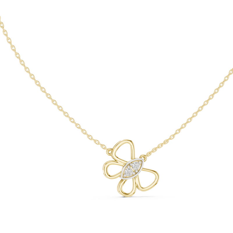 Open Floral Twin-Diamond Pendant with Lab-Grown Diamonds