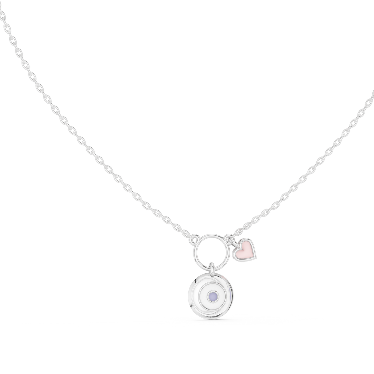 Swirl Motif Polished Pendant with Lab-Grown Diamonds - White Gold