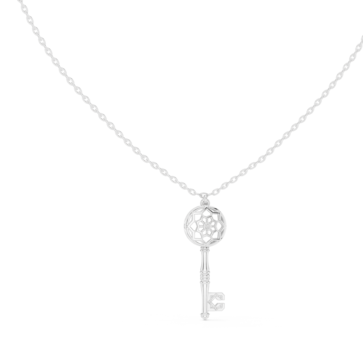 Diamond LOVE Script Pendant with Lab-Grown Diamonds - White Gold