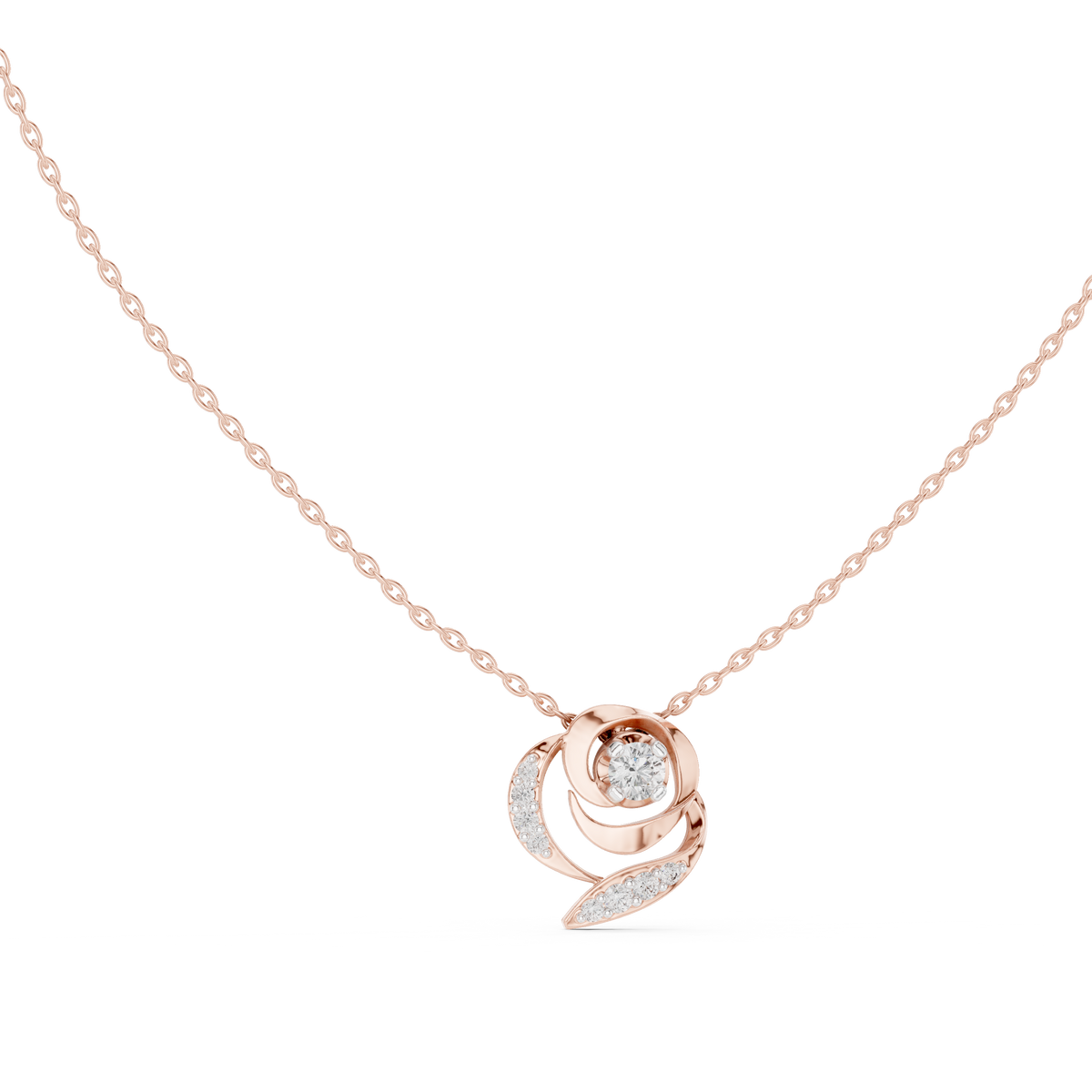 Vintage Key Diamond Pendant with Lab-Grown Diamonds - Rose Gold