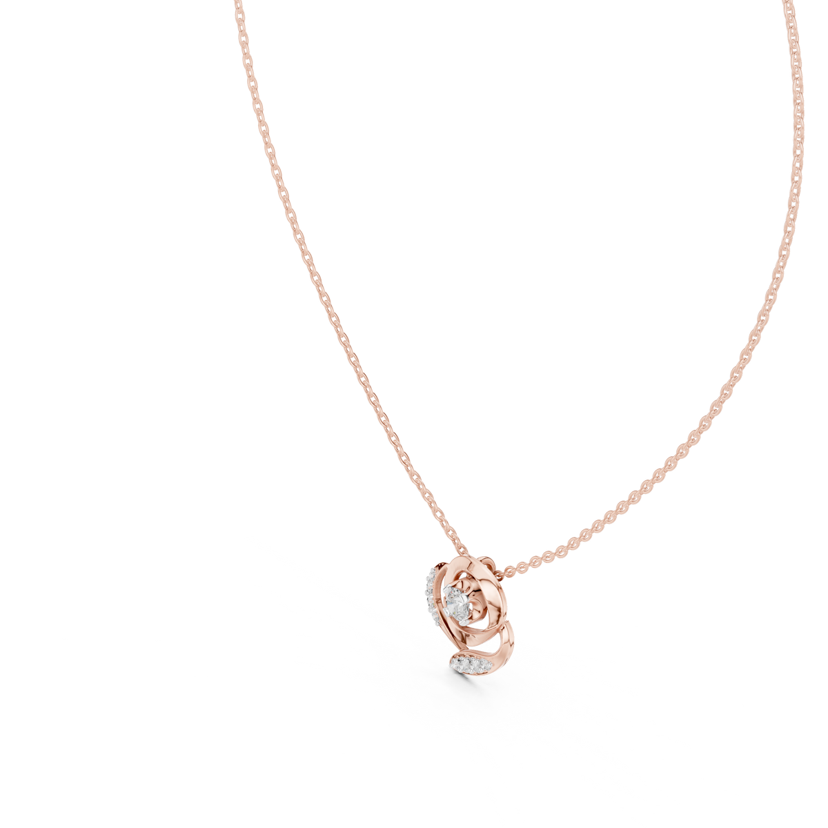 Vintage Key Diamond Pendant with Lab-Grown Diamonds - Rose Gold - view 2