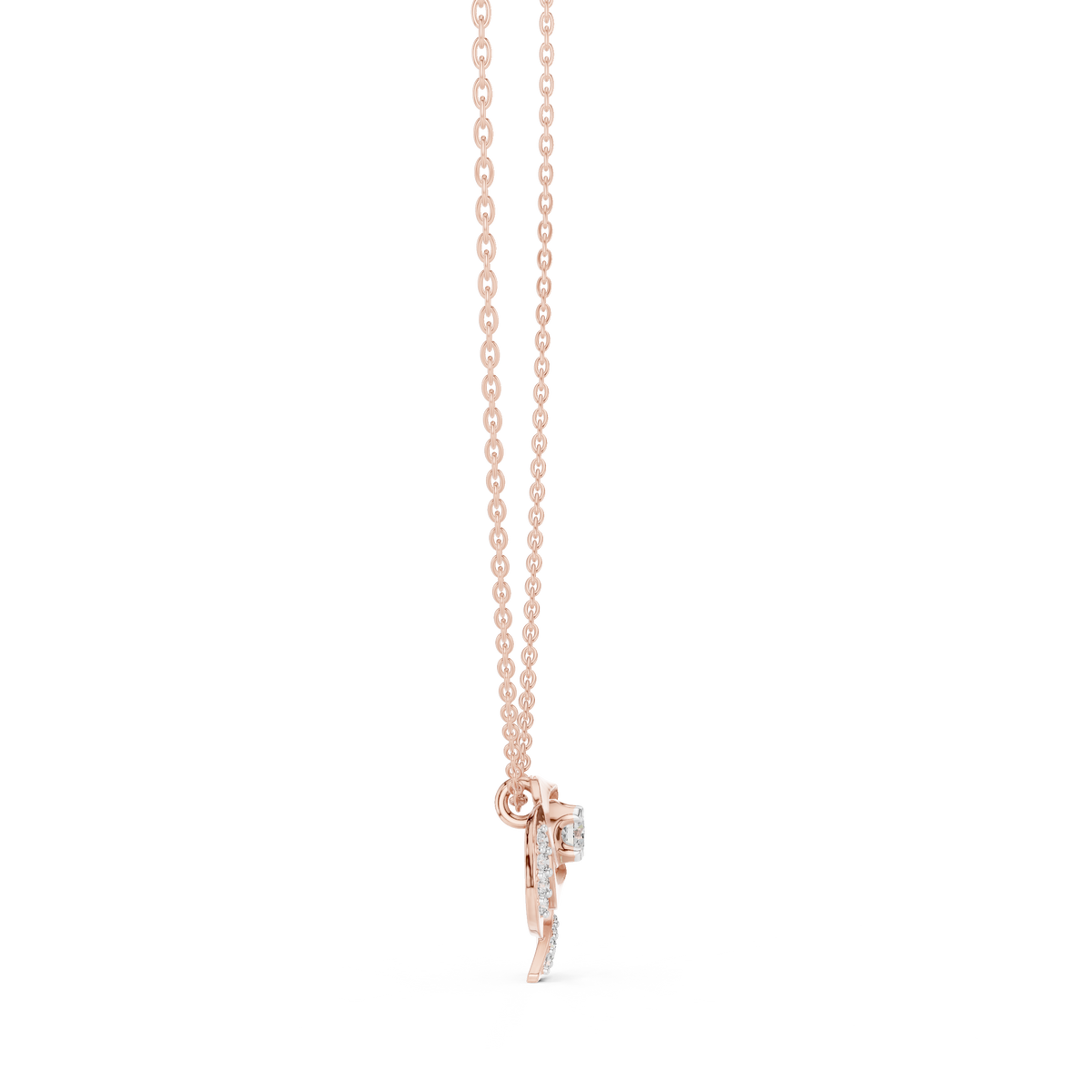 Vintage Key Diamond Pendant with Lab-Grown Diamonds - Rose Gold - view 3