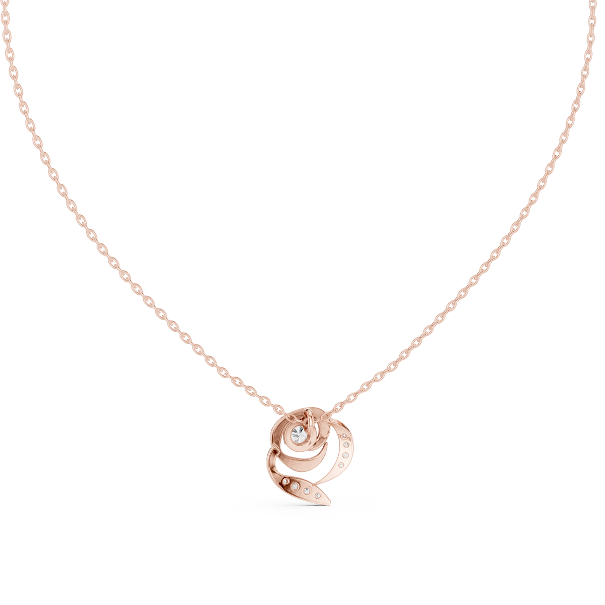 Vintage Key Diamond Pendant with Lab-Grown Diamonds - Rose Gold - view 4