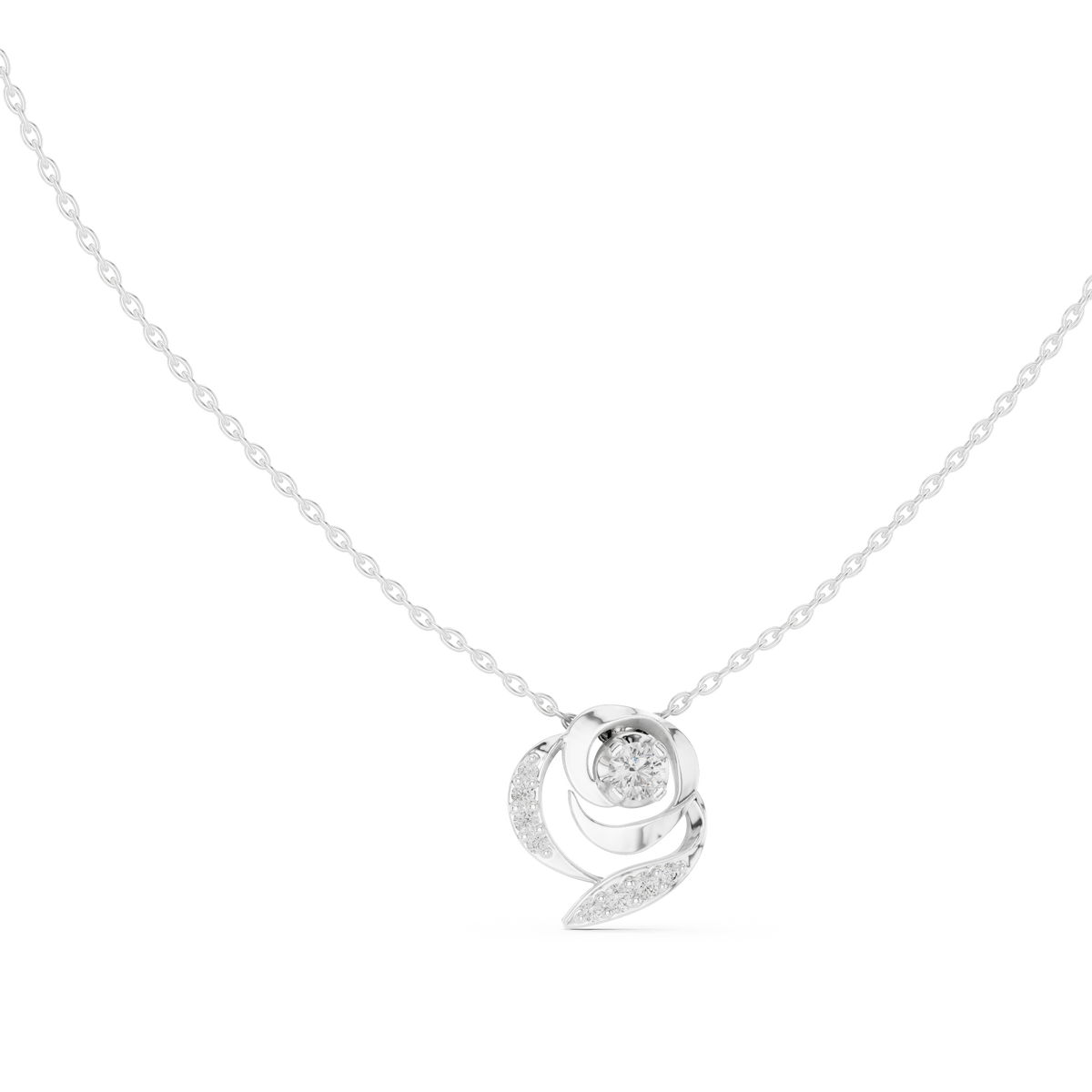Vintage Key Diamond Pendant with Lab-Grown Diamonds - White Gold