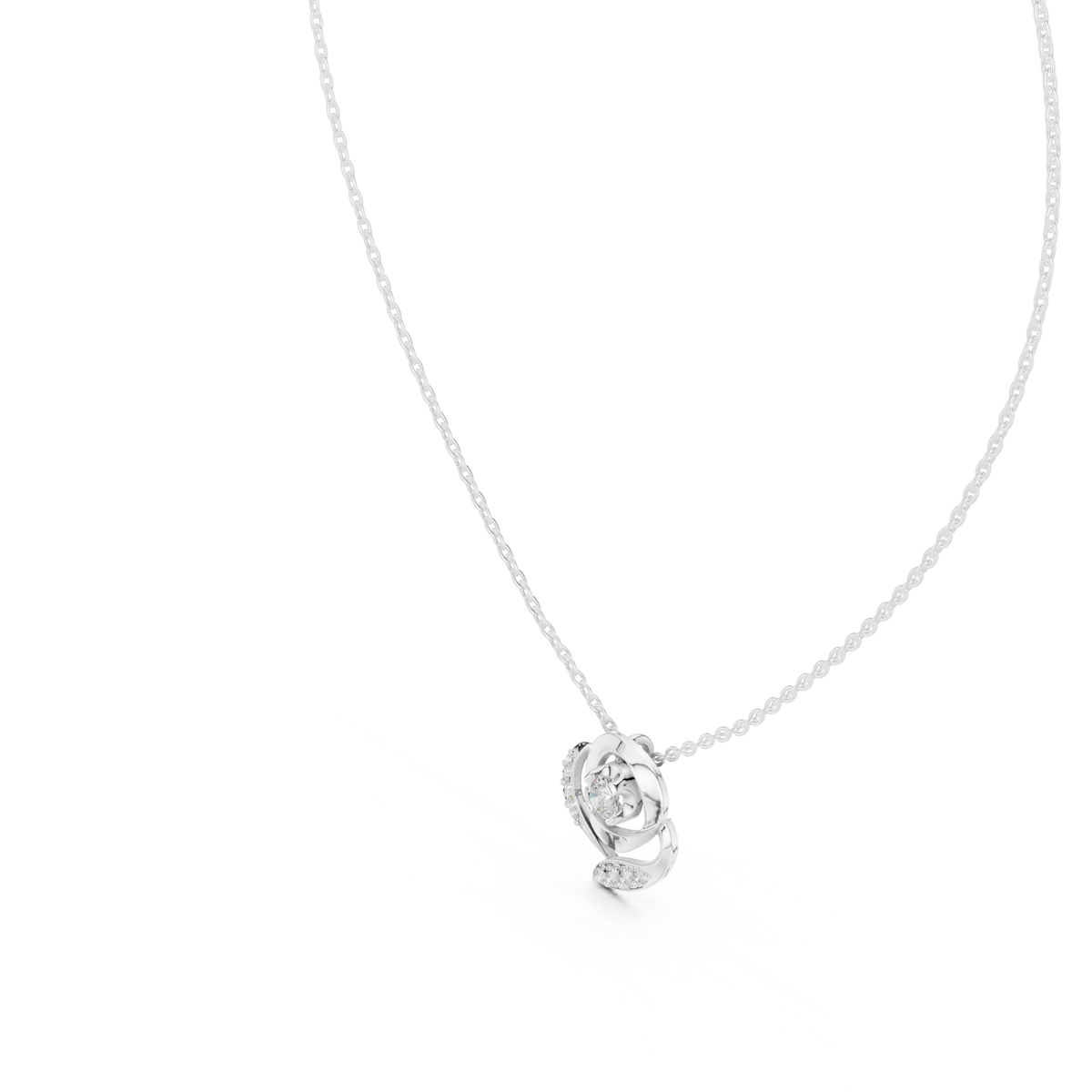 Vintage Key Diamond Pendant with Lab-Grown Diamonds - White Gold - view 2