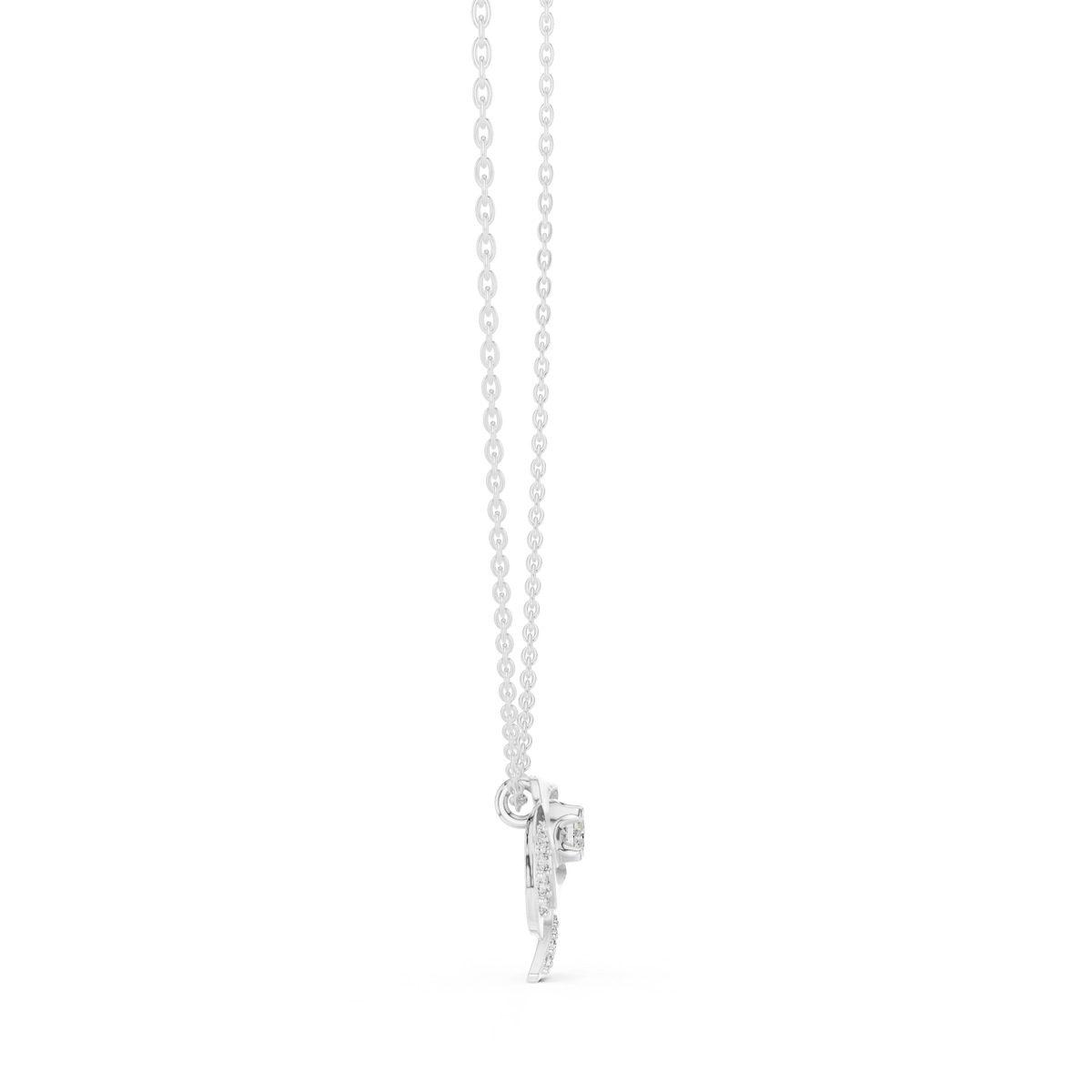 Vintage Key Diamond Pendant with Lab-Grown Diamonds - White Gold - view 3