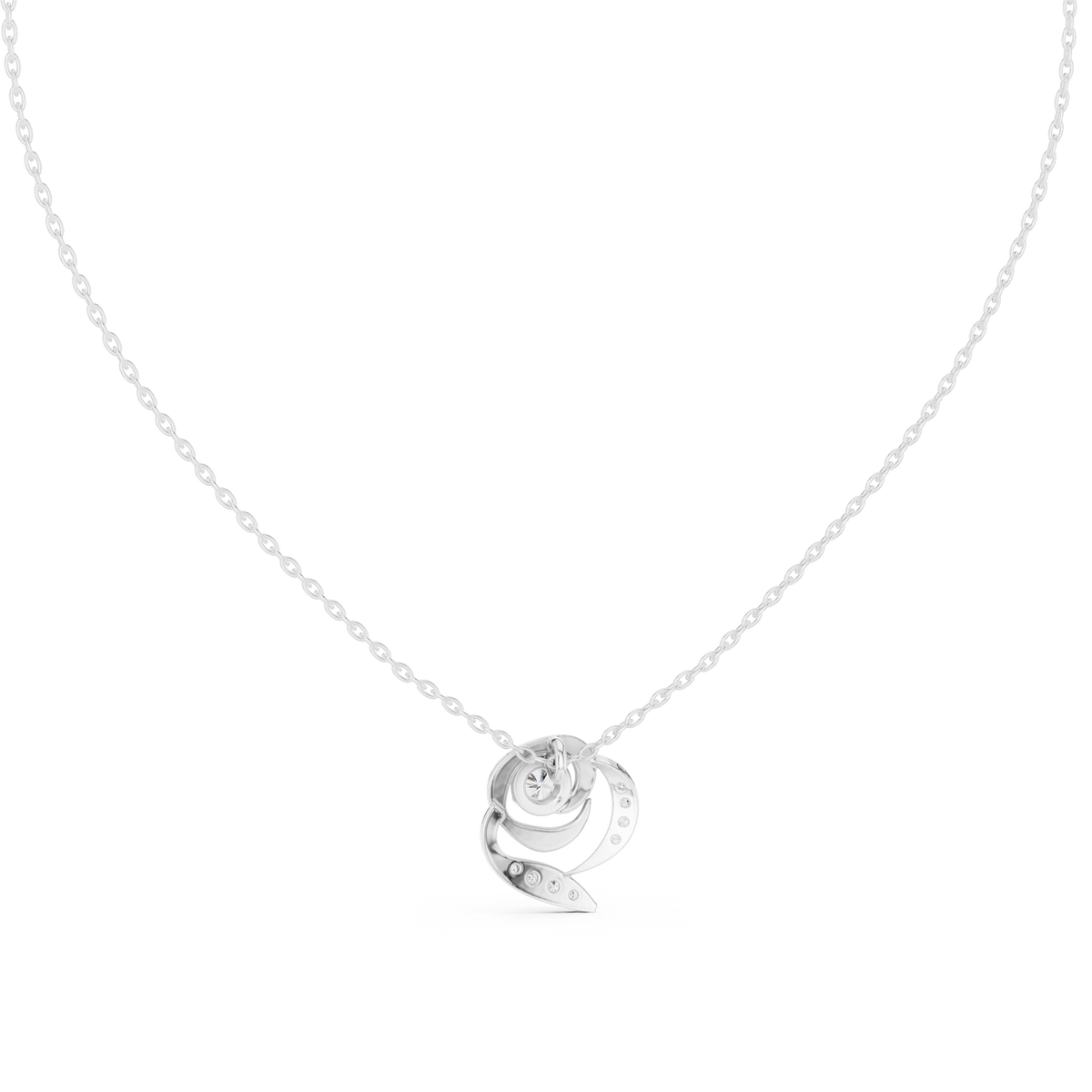 Vintage Key Diamond Pendant with Lab-Grown Diamonds - White Gold - view 4