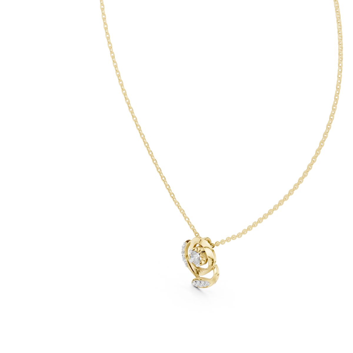 Vintage Key Diamond Pendant with Lab-Grown Diamonds - Yellow Gold - view 2