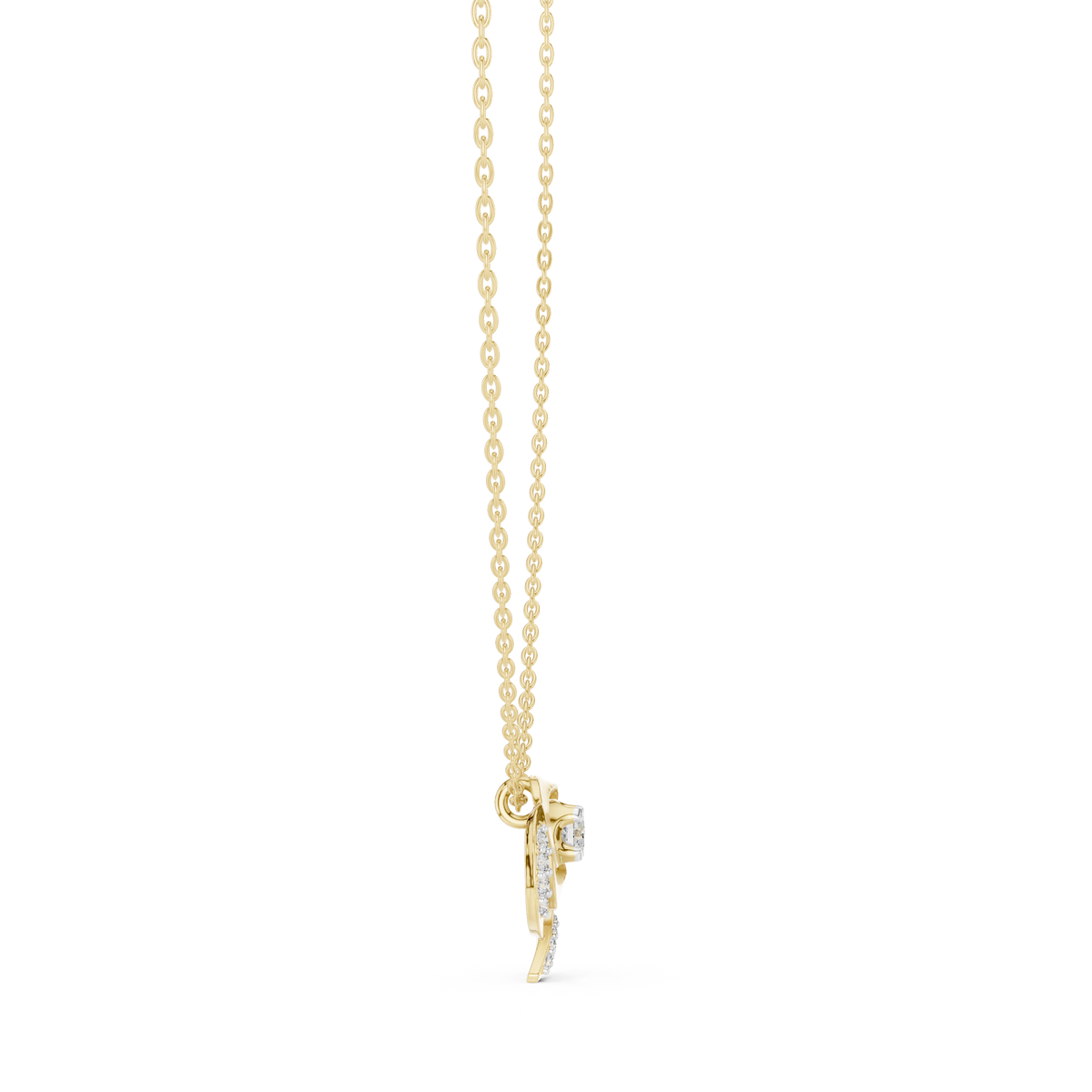 Vintage Key Diamond Pendant with Lab-Grown Diamonds - Yellow Gold - view 3