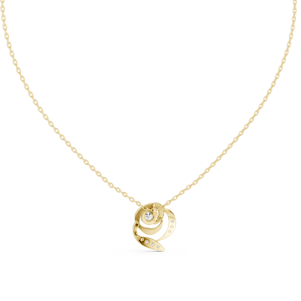 Vintage Key Diamond Pendant with Lab-Grown Diamonds - Yellow Gold - view 4