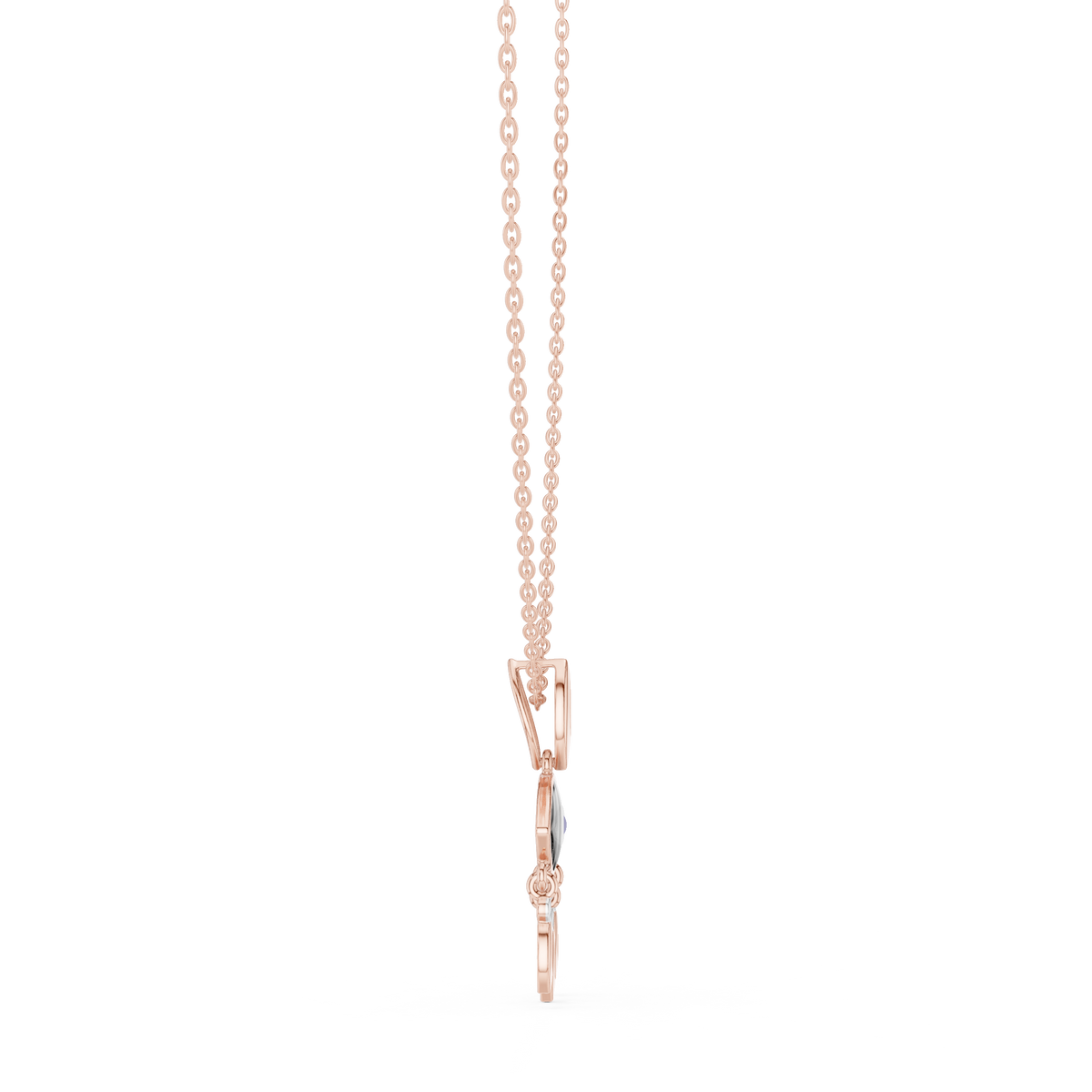 Blue Enamel Hamsa Diamond Pendant with Lab-Grown Diamonds - Rose Gold - view 3