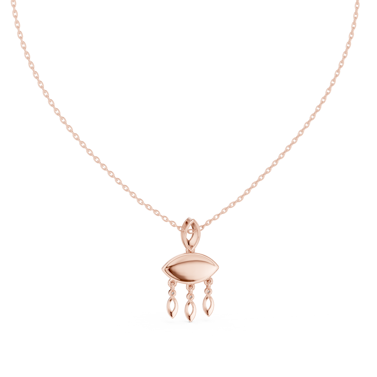 Blue Enamel Hamsa Diamond Pendant with Lab-Grown Diamonds - Rose Gold - view 4