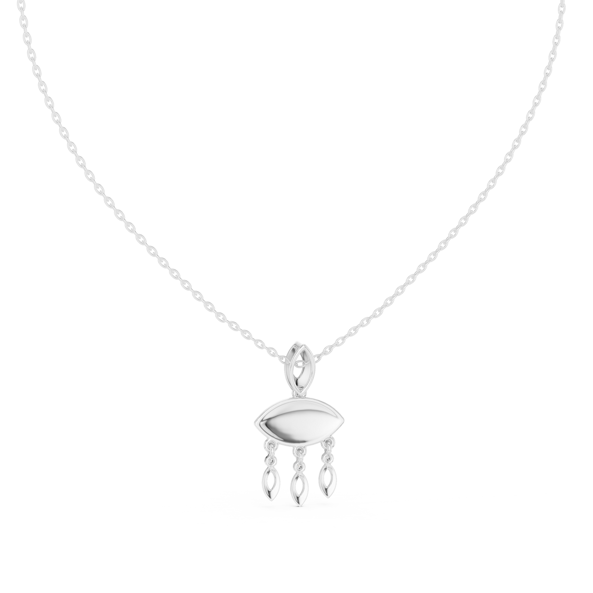 Blue Enamel Hamsa Diamond Pendant with Lab-Grown Diamonds - White Gold - view 4