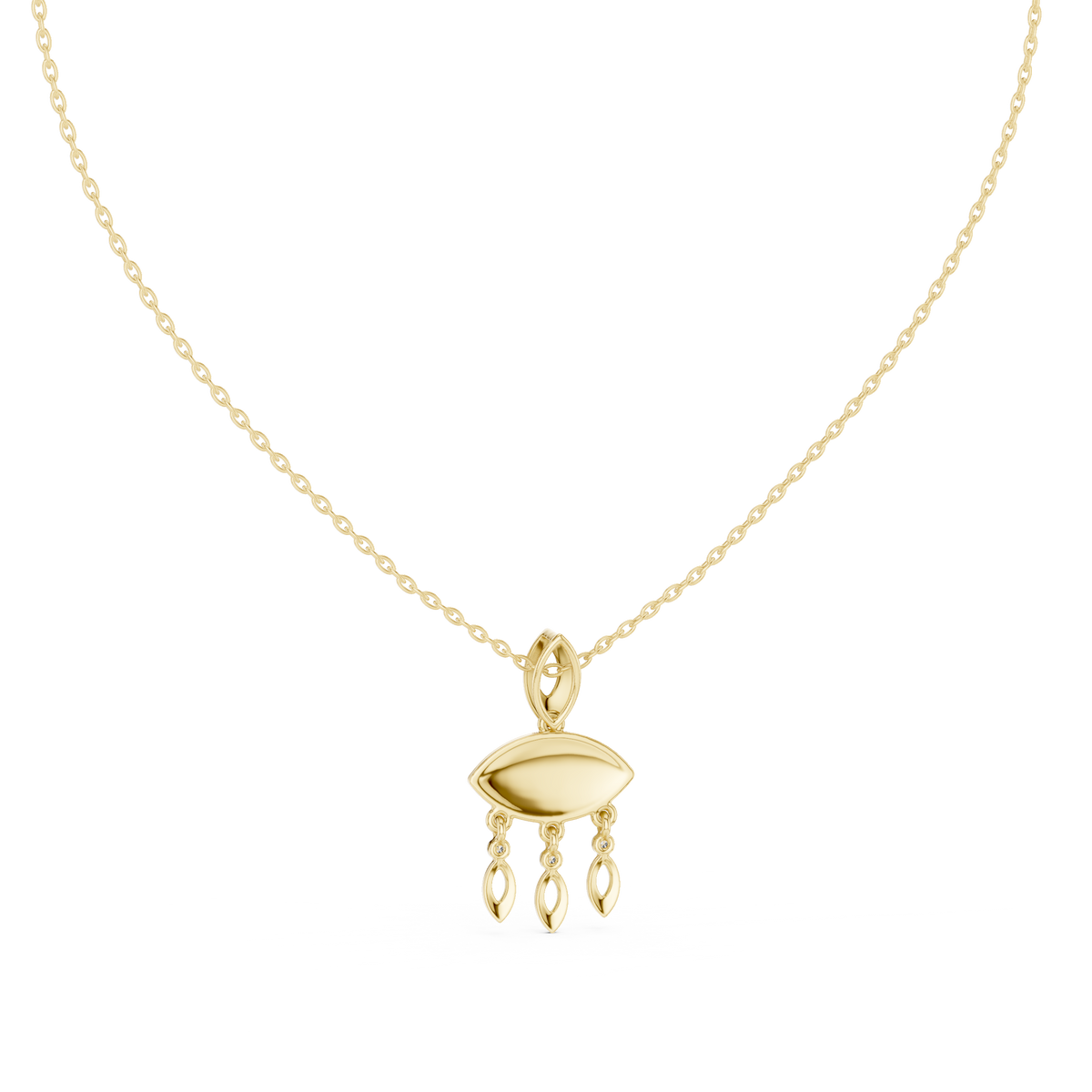 Blue Enamel Hamsa Diamond Pendant with Lab-Grown Diamonds - Yellow Gold - view 4